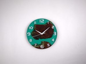 Teal resin clock No.2